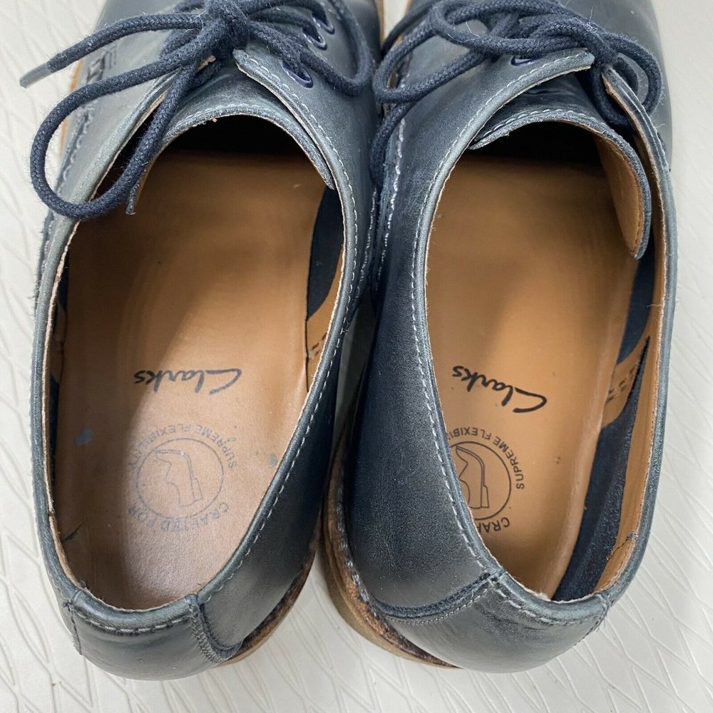 Clarks Men Oxford Shoes 8.5 Blue Leather Lace Up Casual Round Toe Comfort - Picture 11 of 12
